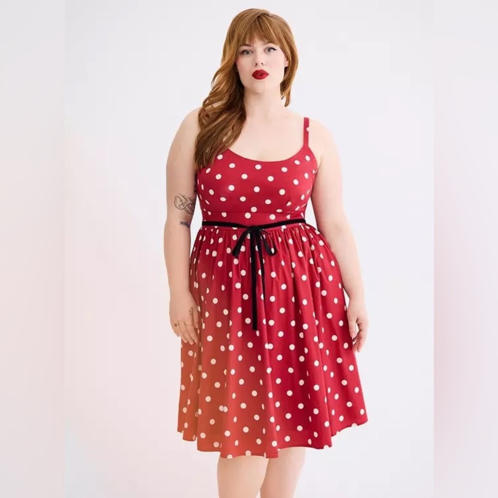 Torrid Red and White Polka Dot Retro Chic Tie Front Swing Dress Size 2X (18/20)